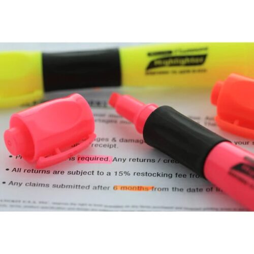 Desk Style Fluorescent Highlighters w/ Cushion Grip (3/Pack)