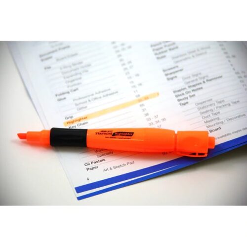 Desk Style Fluorescent Highlighters w/ Cushion Grip (3/Pack)