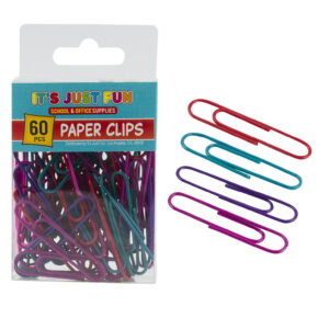 60pc Color Paper Clips- 1.9