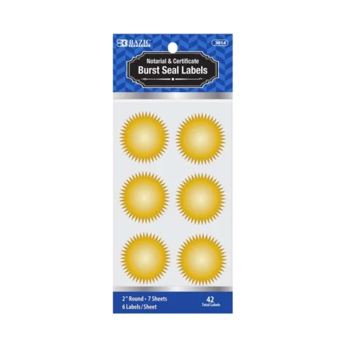 Gold Foil 2" Notary/Certificate Seal Label (42/Pack)