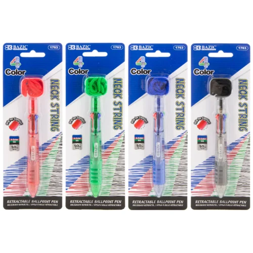 4-Color Neck Pen w/ Cushion Grip (1/Pack)