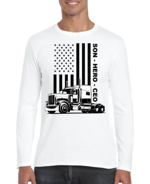 USA Trucker, Son, Hero, CEO Men's Long Sleeve Shirt