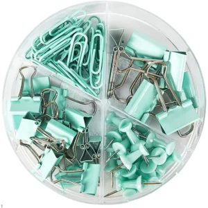 Aqua Office Metal Paper Clips Binder Set For Office, School