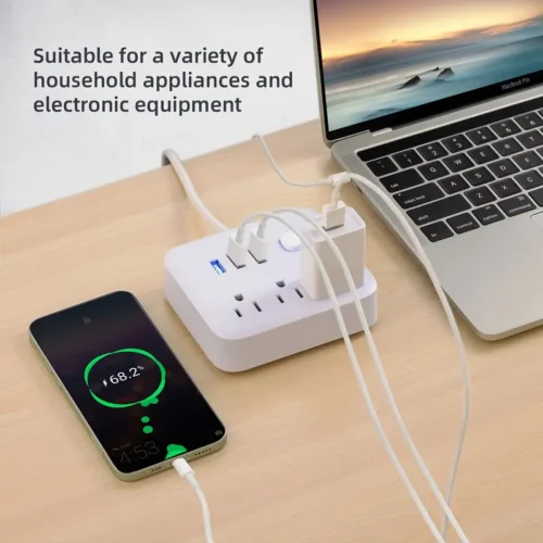 Power Strip Surge Protector(900J), 3 AC Outlets And 3 USB Port With Power Switch Outlet Extender (US Standard US Plug)