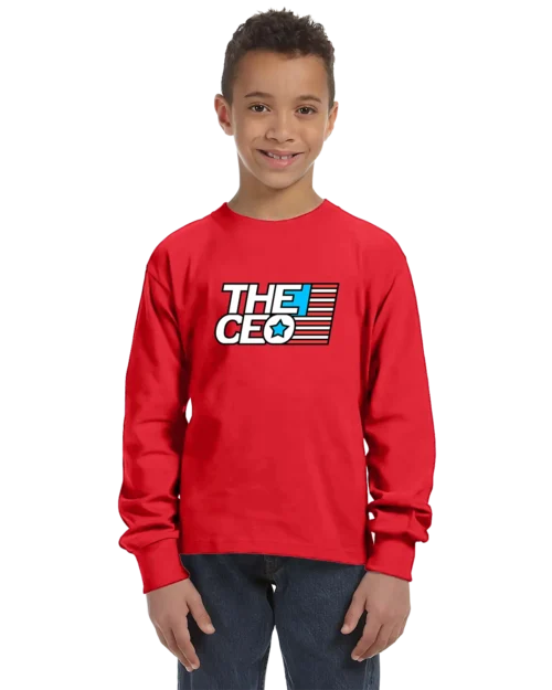 American Flag The CEO Unisex Youth Long Sleeve T-Shirt