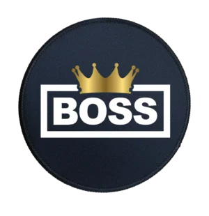 Boss Crown Premium Round Mouse Pad With Stitched Edges