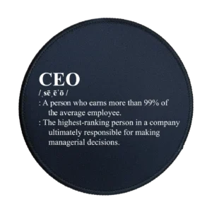 CEO Definition Premium Round Mouse Pad With Stitched Edges