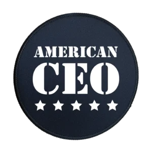 Five Star American CEO Premium Round Mouse Pad With Stitched Edges