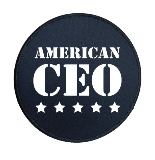 Five Star American CEO Premium Round Mouse Pad With Stitched Edges