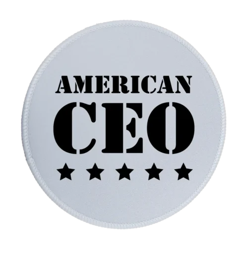 Five Star American CEO Premium Round Mouse Pad With Stitched Edges