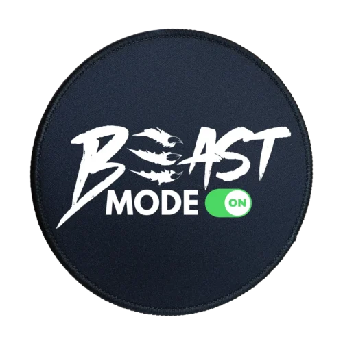 Beast Mode On Premium Round Mouse Pad With Stitched Edges