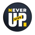 Never Give Up Premium Round Mouse Pad With Stitched Edges