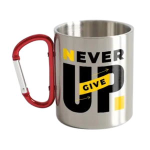 Never Give Up Carabiner Mug 12oz