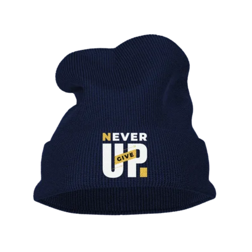 Never Give Up Embroidered Beanie Hat