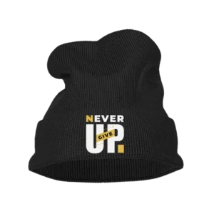 Never Give Up Embroidered Beanie Hat