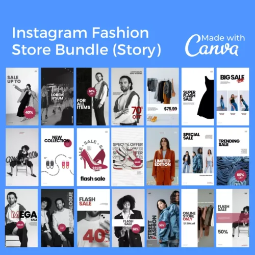 Downloadable Instagram Fashion Store 100 Pages Bundle (Instagram Story)