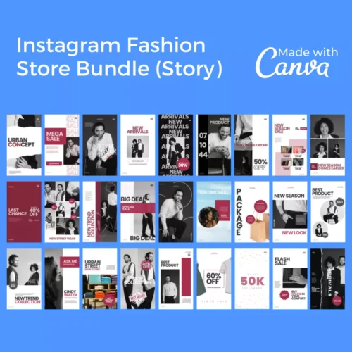 Downloadable Instagram Fashion Store 100 Pages Bundle (Instagram Story)