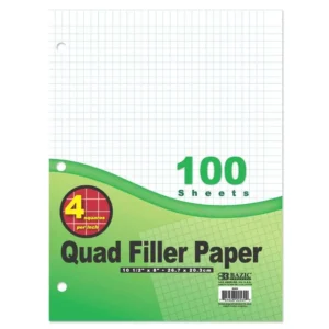 Filler Paper 4-1" Quad-Ruled 100 Ct.